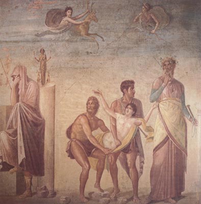 The Sacrifice of Iphigenia,Roman,1st century AD Wall painting from pompeii(House of the Tragic Poet) (mk23)